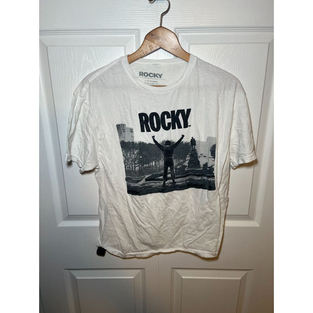Rocky Movie Graphic T-Shirt Size Large White Unisex Short Sleeve Tee